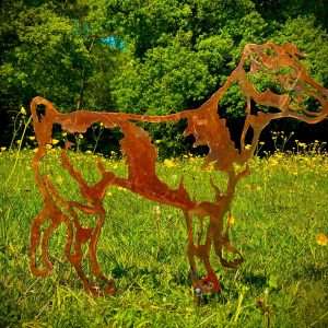 Medium Exterior Rustic Rusty Metal Jack Russel Little Dog Pet Garden Stake Yard Art  Flower Bed Vegetable Patch Shed Sculpture