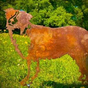 Small Exterior Rustic Rusty Metal Collie Sheepdog Dog Garden Stake Yard Art  Flower Bed Rockery Shed Sculpture  Gift   Present