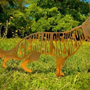 Small Exterior Rustic Rusty Metal German Sheperd Alsatian Dog Garden Stake Yard Art  Sculpture  Gift   Present
