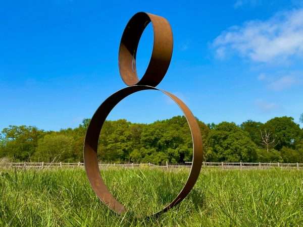 Exterior Rustic Circular Ring Hoop Metal Garden Stake Yard Art  / Flower Bed / Centre Piece Sculpture  Gift   Present - Image 4