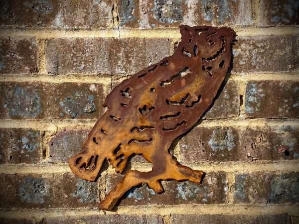 Exterior Rustic Owl Barn Owl Tawny Owl Garden Wall Art House Gate Fence Shed Sign Hanging Metal Rustic Bird Bath Bird Feeder Art  Gift - Image 2
