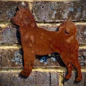 Small Exterior Rustic American Akita Husky Dog Garden Wall Hanger House Gate Fence Sign Hanging Rusty Metal Art Sculpture  Gift