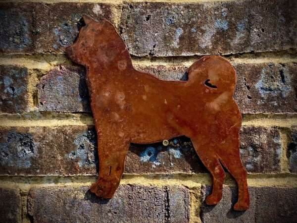 WELCOME TO THE RUSTIC GARDEN ART SHOP Here we have one of our. Small Exterior American Akita Husky Dog Garden Wall Hanger House Gate Sign Hanging Metal Art Sizes & Measurements: 25cm x 25cm Made From 2mm Mild Steel.