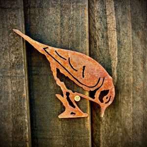 Small Exterior Rustic Rusty Blue Tit Drinking Bird Garden Wall Hanger House Gate Fence Sign Hanging Metal Art Sculpture  Gift
