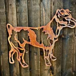 Medium Exterior Rustic Rusty Jack Russell Dog Garden Wall Hanger House Gate Sign Fence Hanging Metal Art Sculpture  Gift