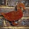 Small Exterior Rustic Rusty Duck Bird Garden Wall Hanger House Gate Fence Sign Hanging Metal Art  Lake Stream River Sculpture - Image 2