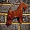 Large Exterior Rustic Rusty Lakeland Terrier Dog Garden Wall Hanger House Gate Fence Sign Hanging Metal Art Sculpture  Gift