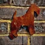 Large Exterior Rustic Rusty Lakeland Terrier Dog Garden Wall Hanger House Gate Fence Sign Hanging Metal Art Sculpture  Gift