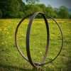 Small Rustic Metal Garden Ring Hoop Sculpture - Pair of Rusty Ring Circle Garden Stake Yard Art / Globe / Sphere  Art Yard  Gift