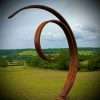Small Rustic Metal Garden Art Abstract Flowing Swirl Metal Ring Sculpture Scroll Sphere Arched Yard Art  Art  Gift   Present - Image 3