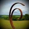 Small Rustic Metal Garden Art Abstract Flowing Swirl Metal Ring Sculpture Scroll Sphere Arched Yard Art  Art  Gift   Present - Image 5