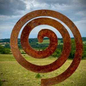 XL Rustic Metal Swirl Whirl Hypno Retro Abstract 3D Garden Sculpture Yard Art  Stake  Gift   Present