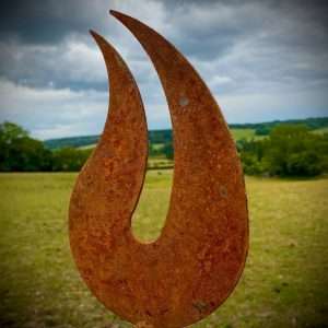 Medium Rustic Metal Garden Fire Flame Abstract Sculpture - Yard Art /  Art / Garden Stake  Gift   Present