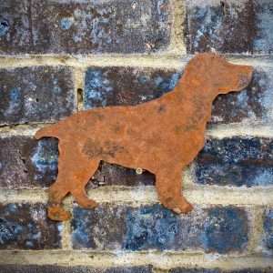 Large Exterior Rustic Spaniel Cocker Springer Dog Garden Wall House Gate Fence Shed Sign Hanging Metal Rusty Yard Art Sculpture  Gift