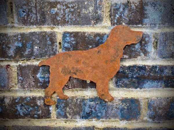 Large Exterior Rustic Spaniel Cocker Springer Dog Garden Wall House Gate Fence Shed Sign Hanging Metal Rusty Yard Art Sculpture  Gift