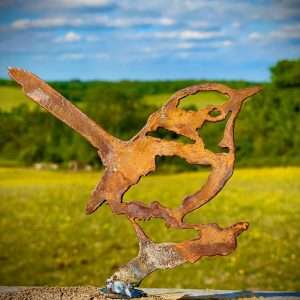 Large Exterior Rustic Rusty Metal Wren Bird Garden Fence Topper Yard Art Gate Post  Sculpture  Gift   Present