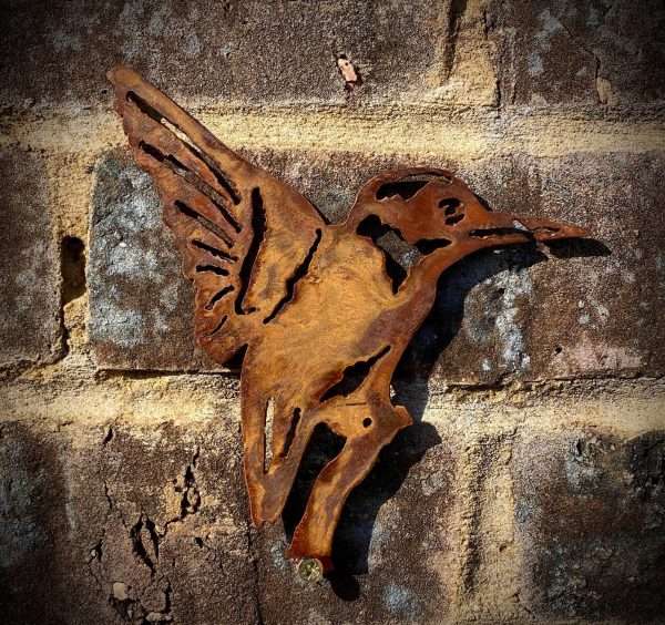 Large Exterior Rustic Kingfisher Water Bird Garden Wall Art House Gate Fence Shed Sign Hanging Metal Rustic Bird Bath Bird Feeder Art