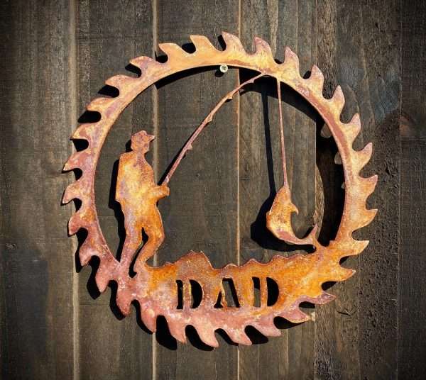 Large Exterior Rustic Dad Sign Dad    Father  Dad Present Fishing Garden Wall Art Shed Sign Hanging Metal Rustic Art  Gift