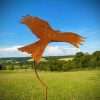 Large Exterior Single Rustic Metal Red Kite Bird Of Prey Garden Stake Yard Art  / Flower Bed / Vegetable Patch Sculpture  Gift - Image 3