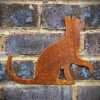 Large Exterior Cat Looking Up Feline Garden Wall House Gate Fence Shed Sign Hanging Metal Rustic Bird Bath Bird Feeder Art  Gift - Image 2