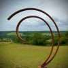 Small Rustic Metal Garden Art Abstract Flowing Swirl Metal Ring Sculpture Scroll Sphere Arched Yard Art  Art  Gift   Present - Image 2