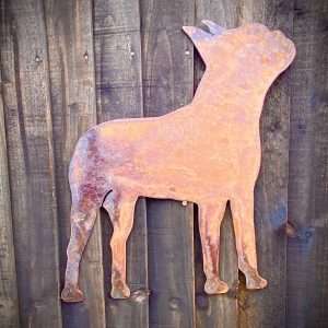 Small Exterior Boston Terrier Dog Small Pet Dog Art Garden Wall House Gate Sign Hanging Rustic Rusty Metal Art  Gift   Present