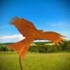 Large Exterior Single Rustic Metal Red Kite Bird Of Prey Garden Stake Yard Art  / Flower Bed / Vegetable Patch Sculpture  Gift - Image 2