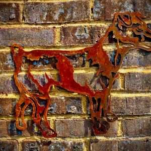 Small Exterior Rustic Rusty Jack Russel Dog Garden Wall Hanger House Gate Sign Hanging Metal Art Sculpture  Gift   Present