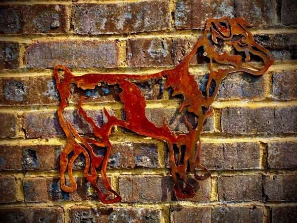 WELCOME TO THE RUSTIC GARDEN ART SHOP Here we have one of our. Small Exterior Rustic Rusty Jack Russel Dog Garden Wall Hanger House Gate Sign Hanging Metal Art Sculpture Sizes & Measurements:
21cm x 25cm Made From 2mm Mild Steel.