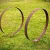 XL Rustic Metal Wide Garden Ring Hoop Sculpture - Pair of Rusty Ring Circle Garden Art / Globe / Sphere  Gift   Present - Image 7