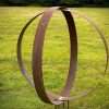 XL Rustic Metal Wide Garden Ring Hoop Sculpture - Pair of Rusty Ring Circle Garden Art / Globe / Sphere  Gift   Present - Image 3