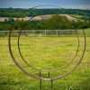 XL Rustic Metal Wide Garden Ring Hoop Sculpture - Pair of Rusty Ring Circle Garden Art / Globe / Sphere  Gift   Present - Image 6