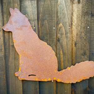 Exterior Rustic Rusty Fox Garden Wall Hanger House Gate Sign Hanging Metal Art Sculpture  Gift   Present