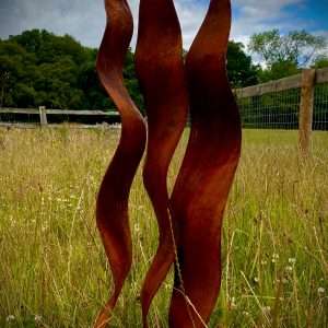Large Rustic Exterior Reed Wave Flow Abstract Modern Simplistic Metal Yard Art Garden Sculpture  Art Centre Piece Focal Point