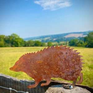 Medium Exterior Rustic Rusty Metal Hedgehog Garden Fence Topper Yard Art Gate Post  Sculpture  Gift   Present