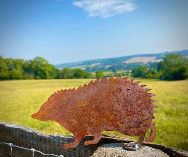 Medium Exterior Rustic Rusty Metal Hedgehog Garden Fence Topper Yard Art Gate Post  Sculpture  Gift   Present