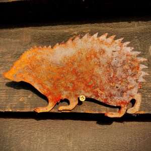 Medium Exterior Hedgehog Garden Wall House Gate Sign Hanging Rusty Rustic Metal Art  Gift   Present