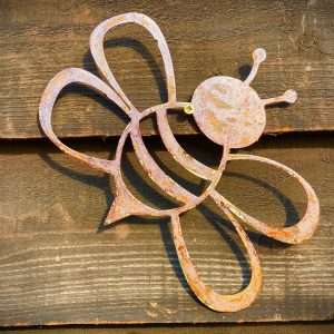 Medium Exterior Bumble Bee Bug Honey Bee Buzz Garden Wall House Gate Sign Hanging Rusty Rustic Metal Art  Gift   Present