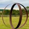 XL Rustic Metal Wide Garden Ring Hoop Sculpture - Pair of Rusty Ring Circle Garden Art / Globe / Sphere  Gift   Present - Image 4
