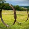 XL Rustic Metal Wide Garden Ring Hoop Sculpture - Pair of Rusty Ring Circle Garden Art / Globe / Sphere  Gift   Present - Image 5