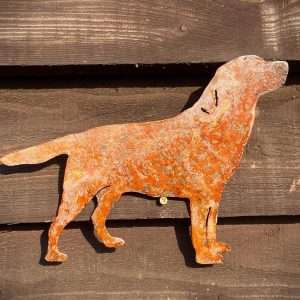 Small Exterior Labrador Retriever Gun Dog Andrex Puppy Garden Wall House Gate Sign Hanging Rusty Rustic Metal Art  Gift
