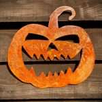 Exterior Rustic Pumpkin Sign Halloween Trick or Treat Present Garden Wall House Art Shed Sign Hanging Metal Rustic Art  Gift