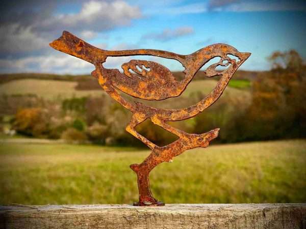 Exterior Rustic Goldfinch Finch Bird Wildlife Fence Topper Tree Art Garden Art Yard Art Flower Bed Metal Garden  Idea  Gift