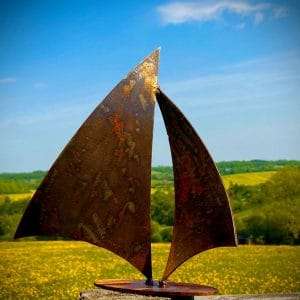 Medium Rustic Rusty Metal Sail Sailing Boat Garden Yard Art  Rockery Outdoor Wall Fence Sculpture  Gift   Present