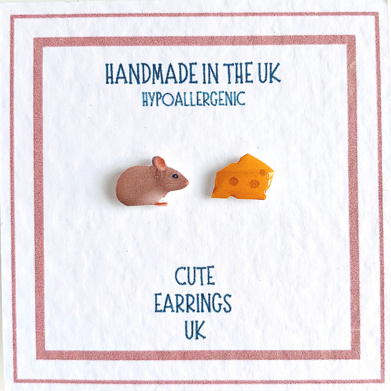 Mouse & cheese earrings