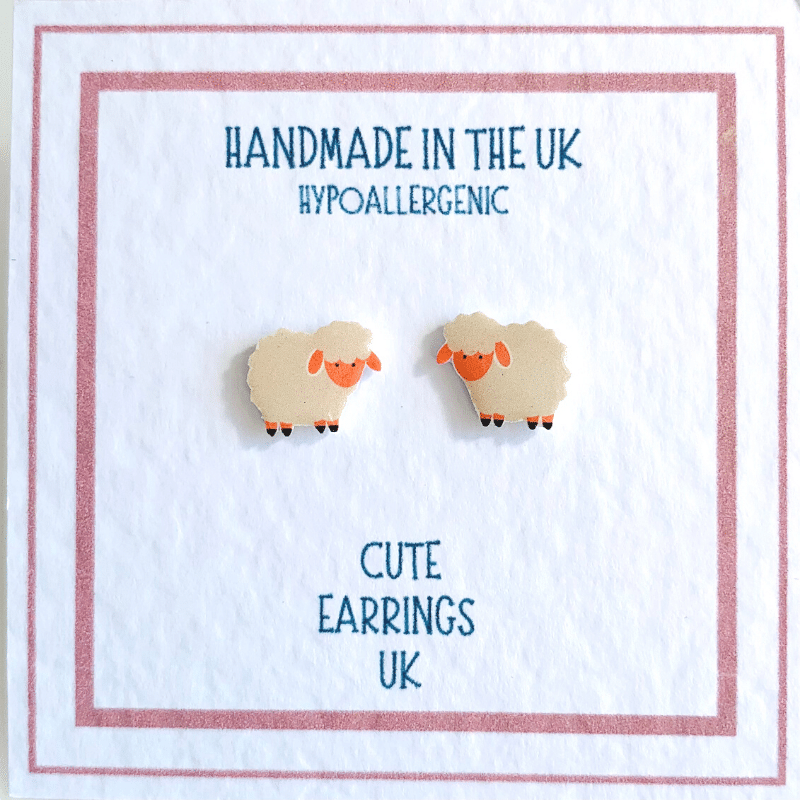 wooly sheep earring studs