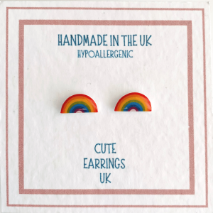 Rainbow stud earrings by Cute earrings uk