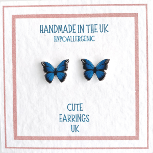 Primary picture of blue butterfly earrings