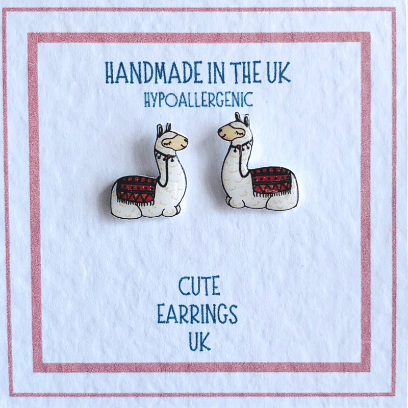 Llama hypoallergenic stud earrings