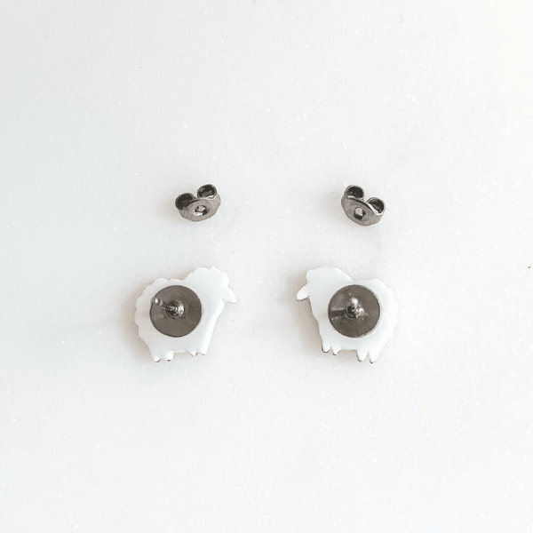 Untitled design 7 4 Wooly sheep stud earrings, Handmade in the UK, nickel free, gift bag provided, suitable for sensitive ears, lightweight, perfect for gift giving.